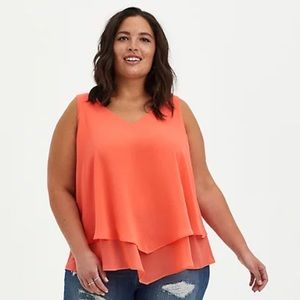 Torrid DOUBLE LAYER TANK CHIFFON CORAL NWT
